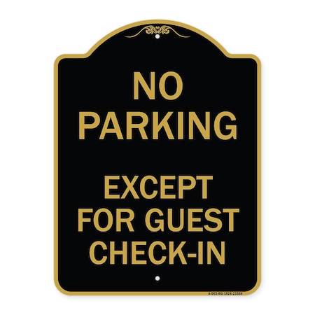 Signmission Parking Reserved for Guests Only, Black & Gold Aluminum Architectural Sign, 18" x 24", BG-1824-23386 A-DES-BG-1824-23386